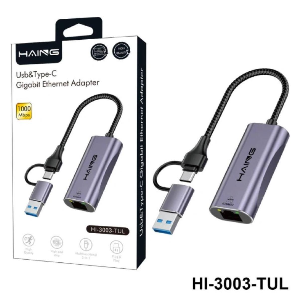HAING HI-3003-TUL USB Type-C Gigabit Ethernet Adapter HAING HI-3003-TUL USB Type-C Gigabit Ethernet Adapter